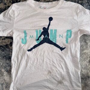 Jordan Kids White and Teal Jumpman Tee
